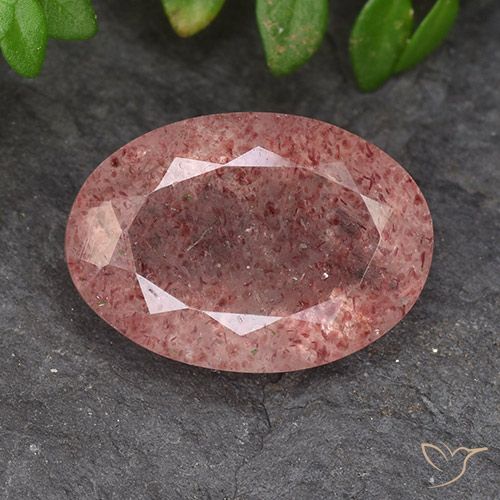 4.75ct 天然 ミディアムピンク ストロベリークォーツ, 楕円形, 半透明