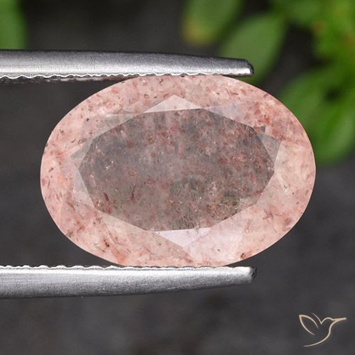 4.72ct 天然 フラミンゴピンク ストロベリークォーツ, 楕円形, 半透明