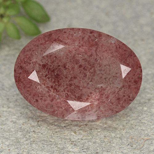 5.61ct 天然 ダークピンク ストロベリークォーツ, 楕円形, 半透明