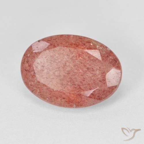 5.16ct 天然 薄い赤みがかったオレンジ ストロベリークォーツ, 楕円形, 半透明