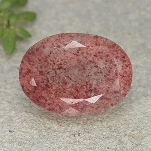 5.38ct 天然 ローズピンク ストロベリークォーツ, 楕円形, 半透明