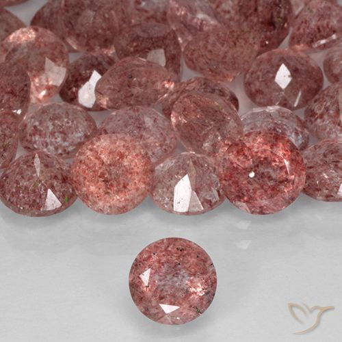 0.78ct 天然 ローズピンク ストロベリークォーツ, ラウンド, 半透明