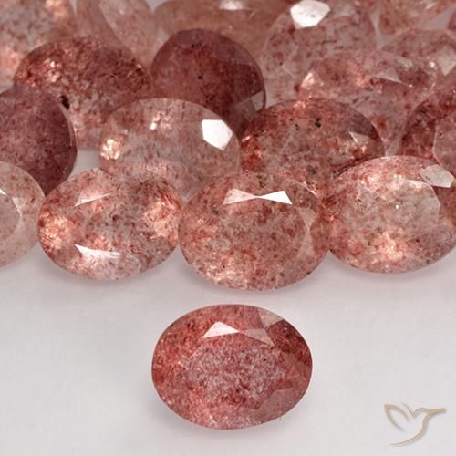 1.73ct 天然 明るいピンク ストロベリークォーツ, 楕円形, 半透明