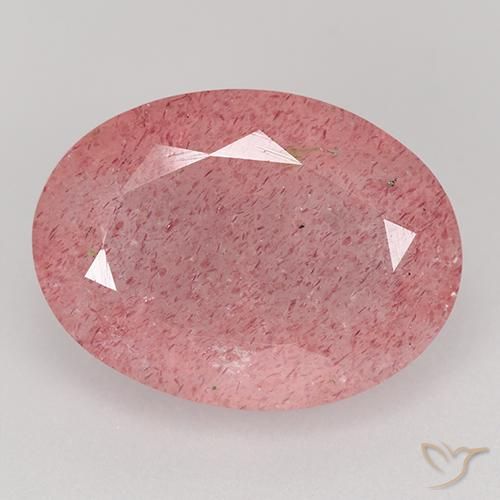 8.40ct 天然 ミディアムピンク ストロベリークォーツ, 楕円形, 半透明