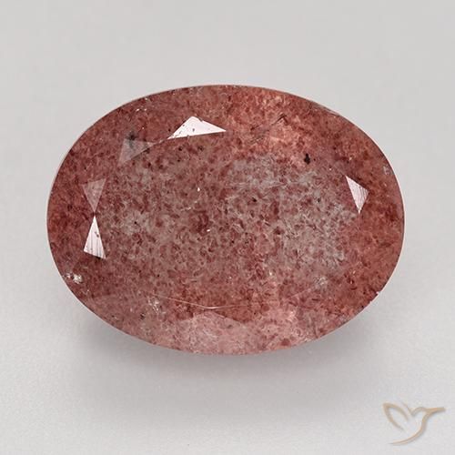 9.31ct 天然 ミディアムピンク ストロベリークォーツ, 楕円形, 半透明