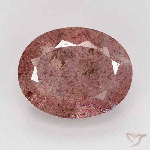 7.65カラットの天然ミディアムピンクストロベリークォーツ、オーバルカット、半透明