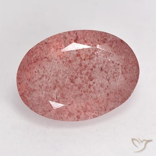 7.38ct 天然 ミディアムピンク ストロベリークォーツ, 楕円形, 半透明