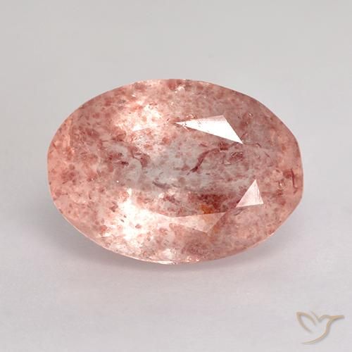 4.27ct 天然 ミディアム薄いピンク ストロベリークォーツ, 楕円形, 半透明