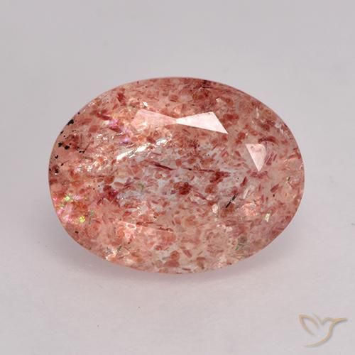 1.88ct 天然 ミディアムピンク ストロベリークォーツ, 楕円形, 半透明