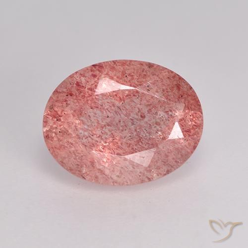 1.72ct 天然 ローズピンク ストロベリークォーツ, 楕円形, 半透明