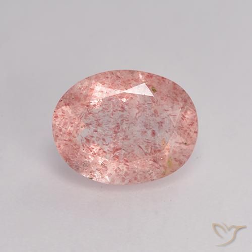 1.62ct 天然 ミディアムピンク ストロベリークォーツ, 楕円形, 半透明