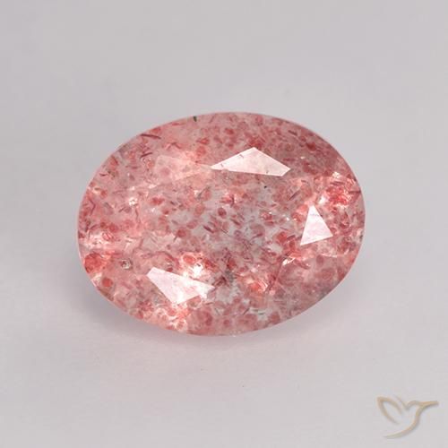 1.62ct 天然 薄いホットピンク ストロベリークォーツ, 楕円形, 半透明