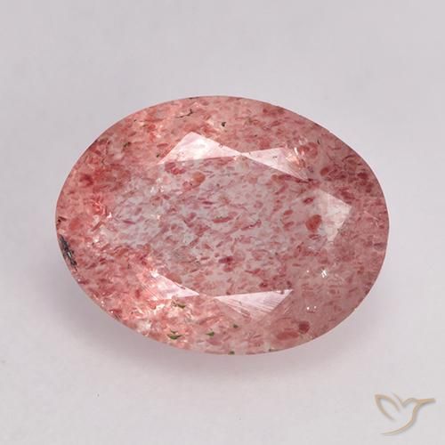1.51ct 天然 ミディアム薄いピンク ストロベリークォーツ, 楕円形, 半透明