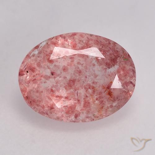 1.51ct 天然 濃いピンク ストロベリークォーツ, 楕円形, 半透明