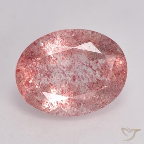 1.60ct 天然 ミディアムピンク ストロベリークォーツ, 楕円形, 半透明