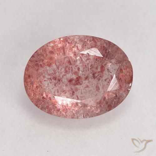 1.59ct 天然 ミディアムピンク ストロベリークォーツ, 楕円形, 半透明