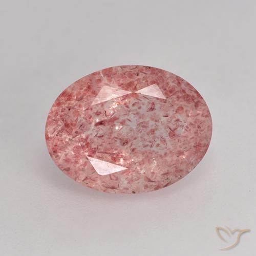 1.79ct 天然 ミディアム薄いピンク ストロベリークォーツ, 楕円形, 半透明
