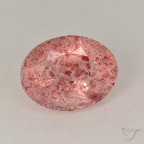 1.74ct 天然 ミディアムピンク ストロベリークォーツ, 楕円形, 半透明
