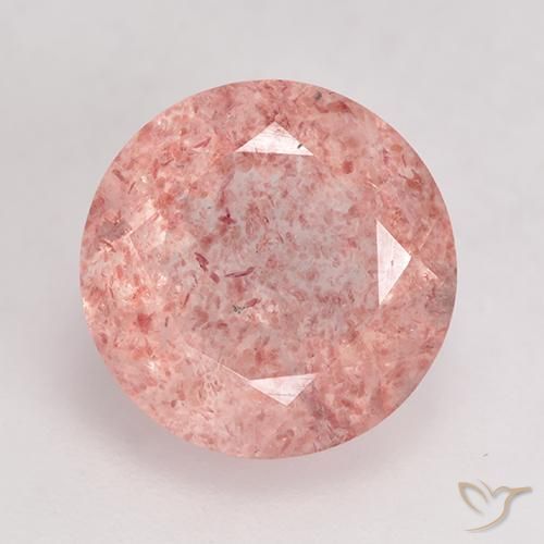 3.92ct 天然 ライトローズピンク ストロベリークォーツ, ラウンド, 半透明