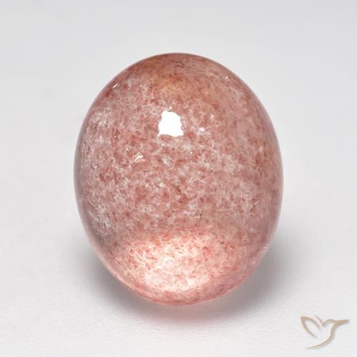 6.70ct 天然 ミディアム薄いピンク ストロベリークォーツ, 楕円形, 半透明