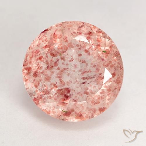 3.86ct 天然 ピーチローズ ストロベリークォーツ, ラウンド, 透明