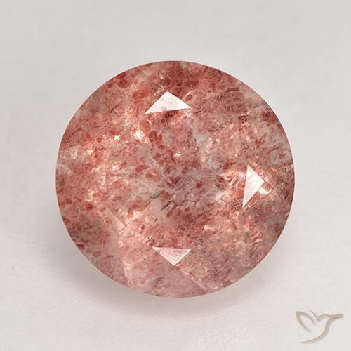 3.64ct 天然 インディアンレッド ストロベリークォーツ, ラウンド, 半透明