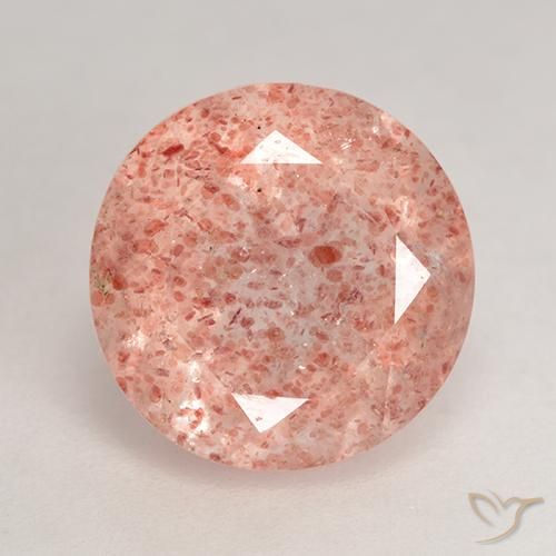 3.77ct 天然 ミディアムピンク ストロベリークォーツ, ラウンド, 半透明