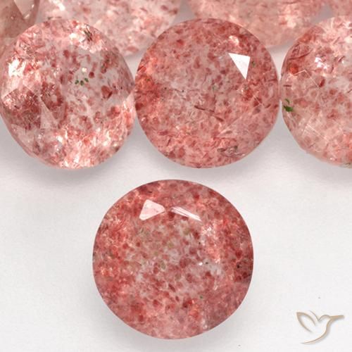 1.11ct 天然 ミディアムピンク ストロベリークォーツ, ラウンド, 半透明