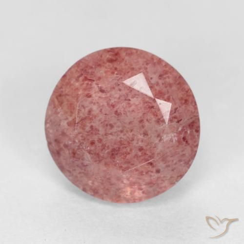 1.36ct 天然 ミディアムピンク ストロベリークォーツ, ラウンド, 半透明