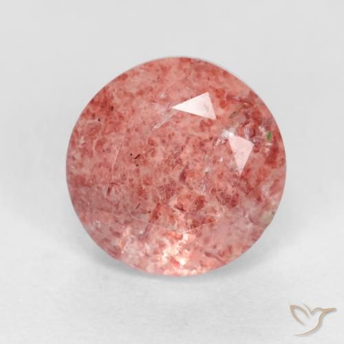 1.50ct 天然 赤みがかったピンク ストロベリークォーツ, ラウンド, 半透明