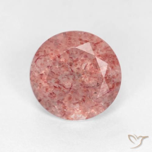 1.25ct 天然 ミディアム薄いピンク ストロベリークォーツ, ラウンド, 半透明