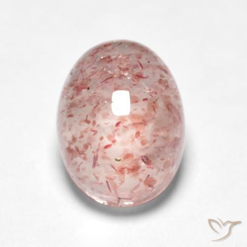 1.58ct 天然 フラミンゴピンク ストロベリークォーツ, 楕円形, 半透明