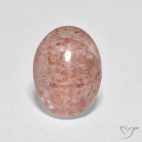 0.99ct 天然 ミディアムピンク ストロベリークォーツ, 楕円形, 半透明