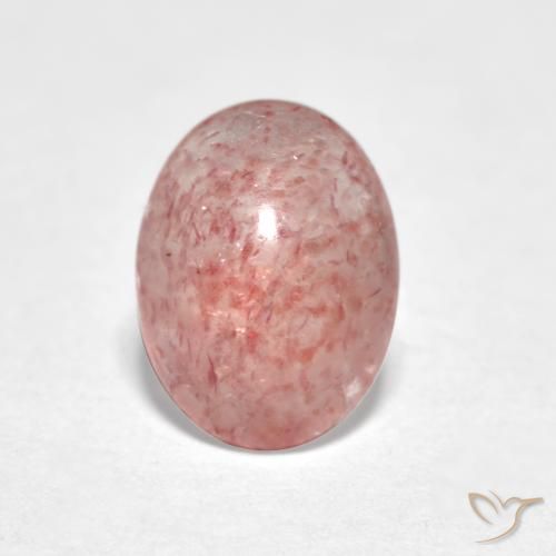 0.96ct 天然 アーシーピンク ストロベリークォーツ, 楕円形, 半透明