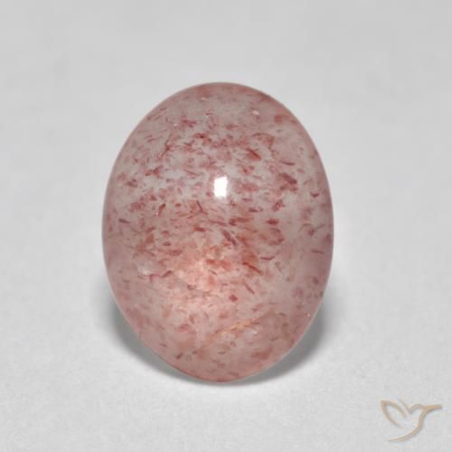 1.11ct 天然 ミディアム薄いピンク ストロベリークォーツ, 楕円形, 半透明