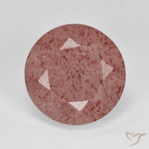6.14ct 天然 ミディアムピンク ストロベリークォーツ, ラウンド, 半透明