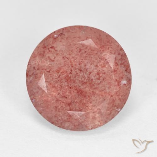 4.46ct 天然 ミディアムピンク ストロベリークォーツ, ラウンド, 半透明