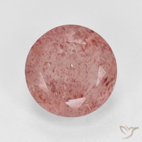 3.03ct 天然 ライトローズピンク ストロベリークォーツ, ラウンド, 半透明