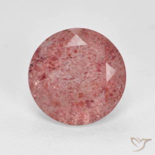 2.85ct 天然 ミディアムピンク ストロベリークォーツ, ラウンド, 半透明