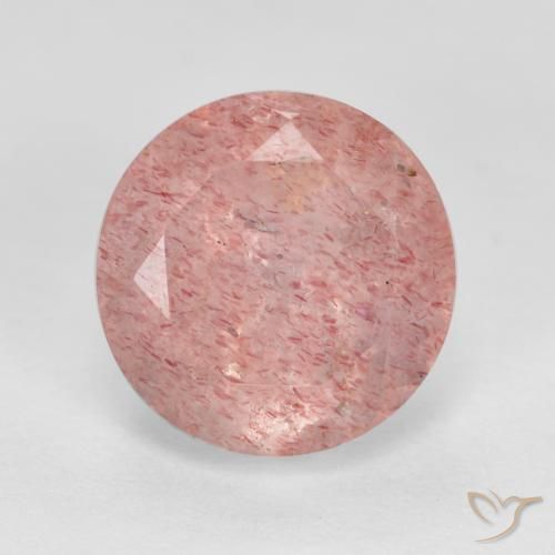 3.00ct 天然 アーシーピンク ストロベリークォーツ, ラウンド, 半透明