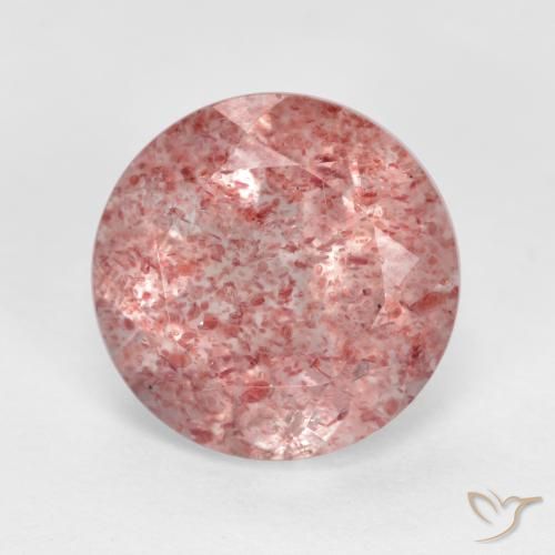 2.76ct 天然 ミディアム薄いピンク ストロベリークォーツ, ラウンド, 半透明
