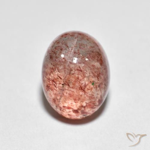 2.46ct 天然 薄いブリックレッド ストロベリークォーツ, 楕円形, 透明