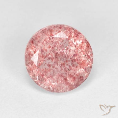 1.68ct 天然 薄いバブルガムピンク ストロベリークォーツ, ラウンド, 透明