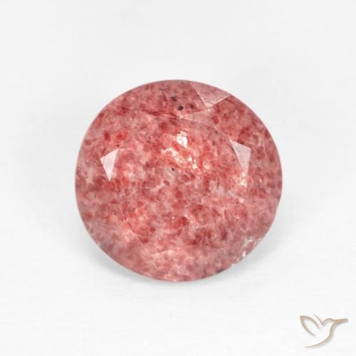 1.52ct 天然 インディアンレッド ストロベリークォーツ, ラウンド, 透明