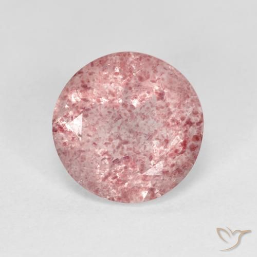 2.28ct 天然 バブルガムピンク ストロベリークォーツ, ラウンド, 透明