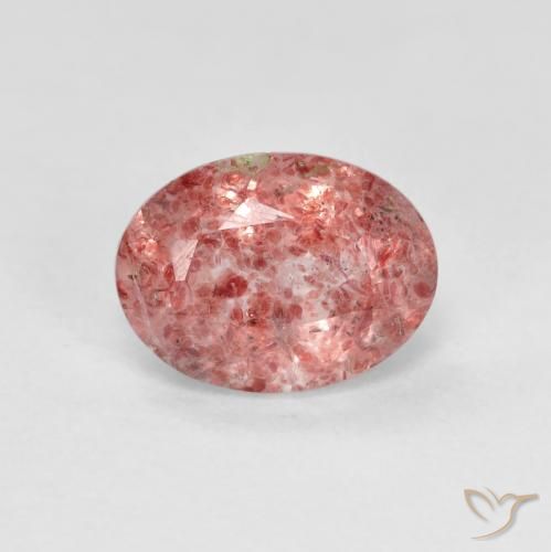 1.26ct 天然 ラズベリーピンク ストロベリークォーツ, 楕円形, 透明