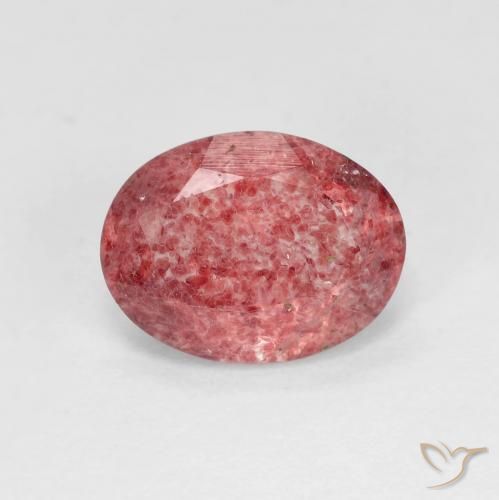 1.72ct 天然 明るい赤 ストロベリークォーツ, 楕円形, 透明