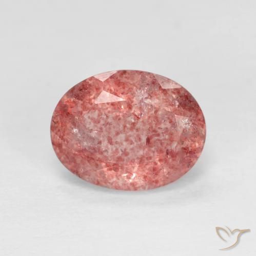 1.89ct 天然 明るい赤 ストロベリークォーツ, 楕円形, 透明