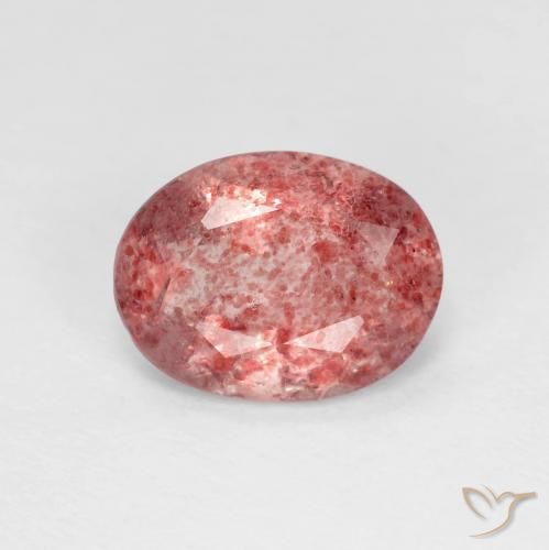 1.52ct 天然 ミディアムレッド ストロベリークォーツ, 楕円形, 透明