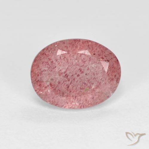 1.81ct 天然 ミディアムレッド ストロベリークォーツ, 楕円形, 透明